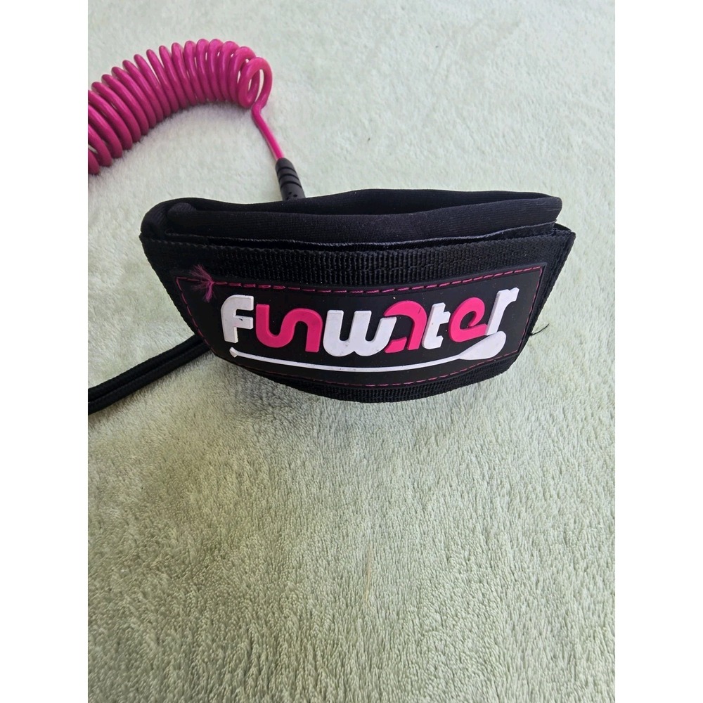 Coiled Safety Paddle Leash For Stand Up Paddle Board Kayak Pink And Black